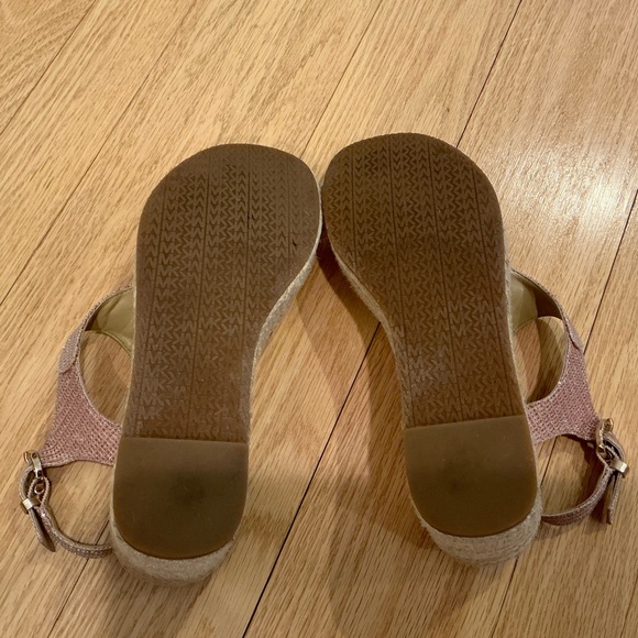 ✨Michael Kors Laney Sparkle Pink & Gold Espadrille Wedge Sandals💖 - Picture 12 of 12